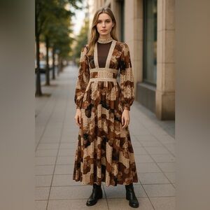 SHEIN X Cream Gown with Mock Neck